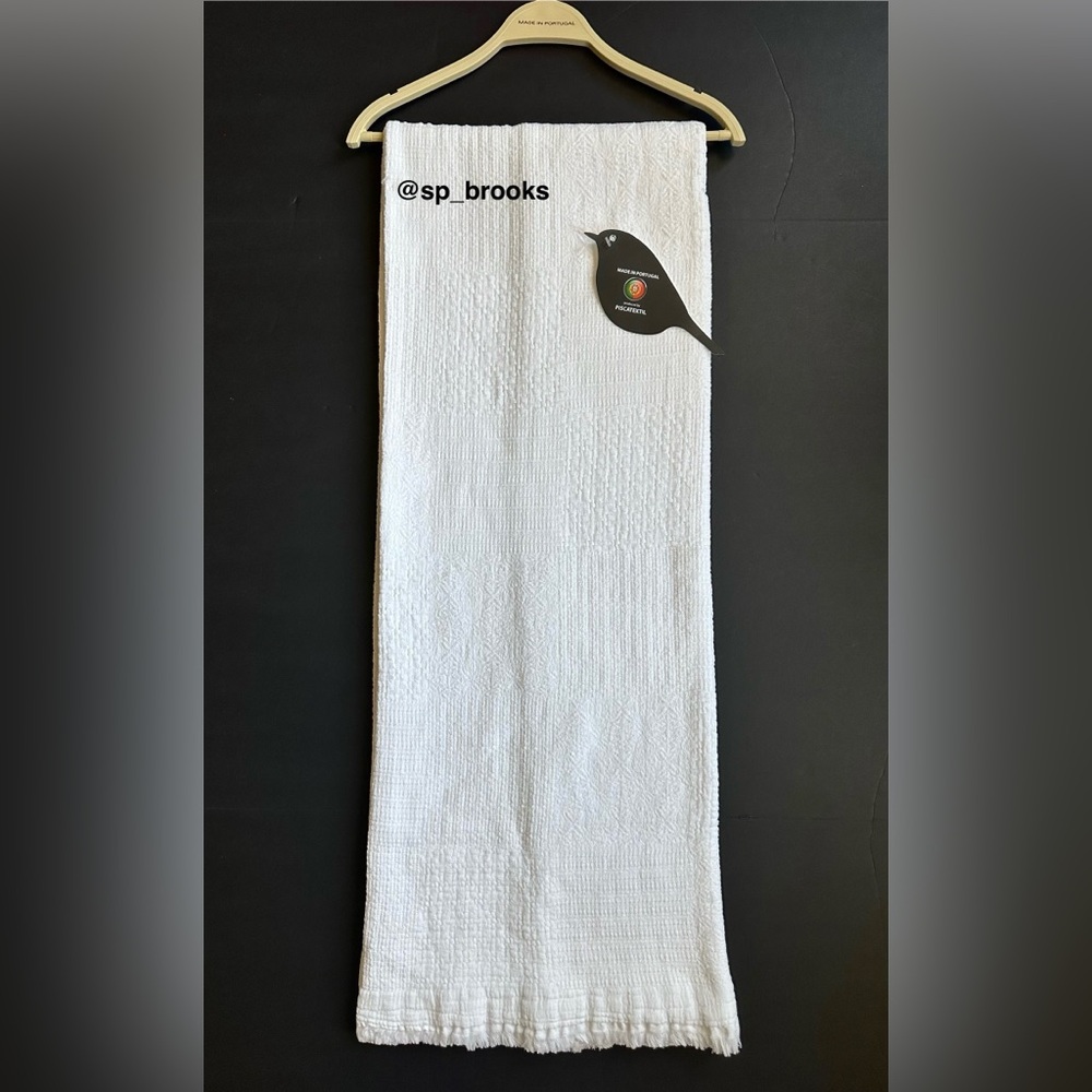 🎁Piscatextil Throw Blanket - White Multi Textured Squares - 100% Cotton